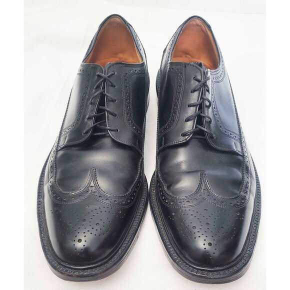 Vintage Florsheim Mens Wingtip Oxford Dress Shoes Black Leather 4 Nail. 11.5 B - Picture 1 of 12